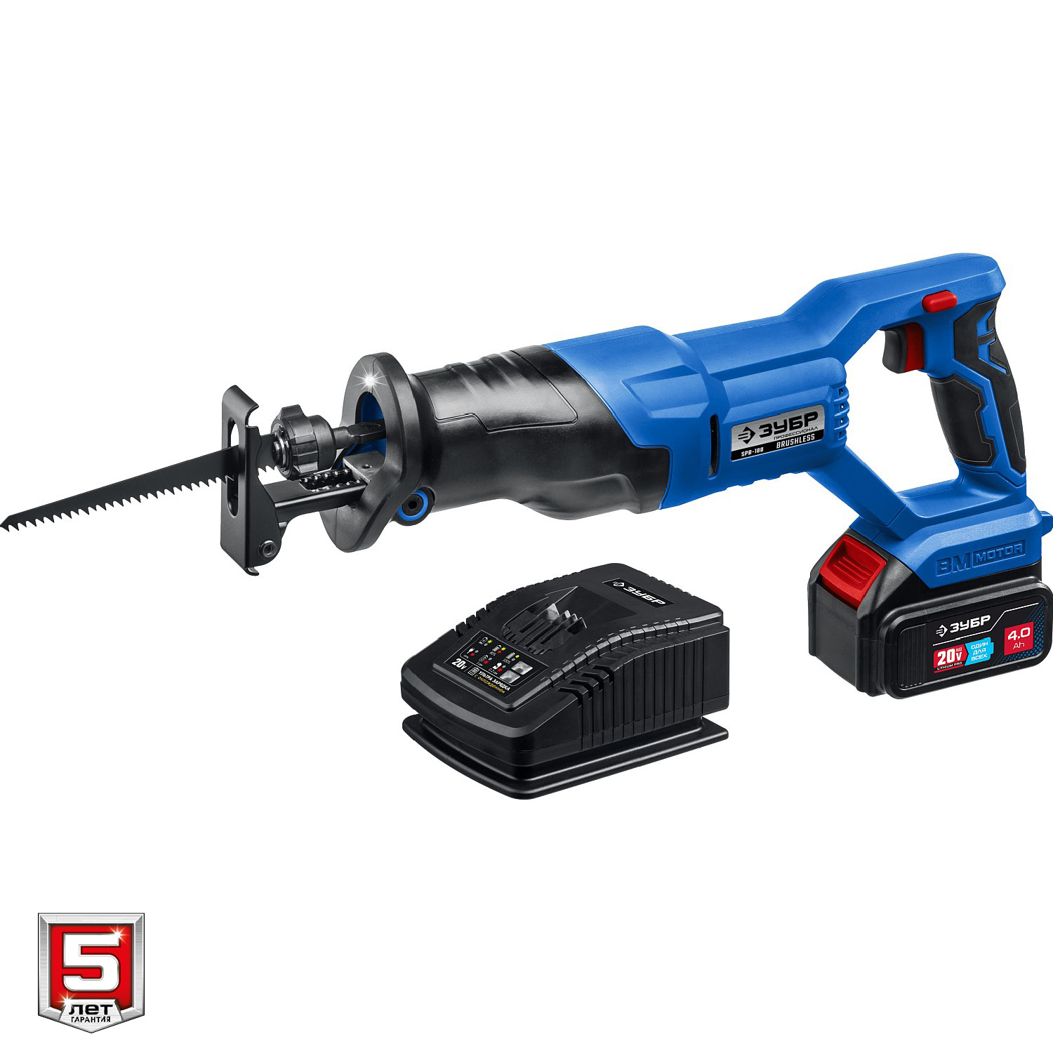 ЗУБР 20В, 1 АКБ (4Ач), в сумке, бесщеточная, пила сабельная SPB-180-41 Профессионал купить по цене 17&nbsp;830 ₽ в интернет магазине ТЕХСАД