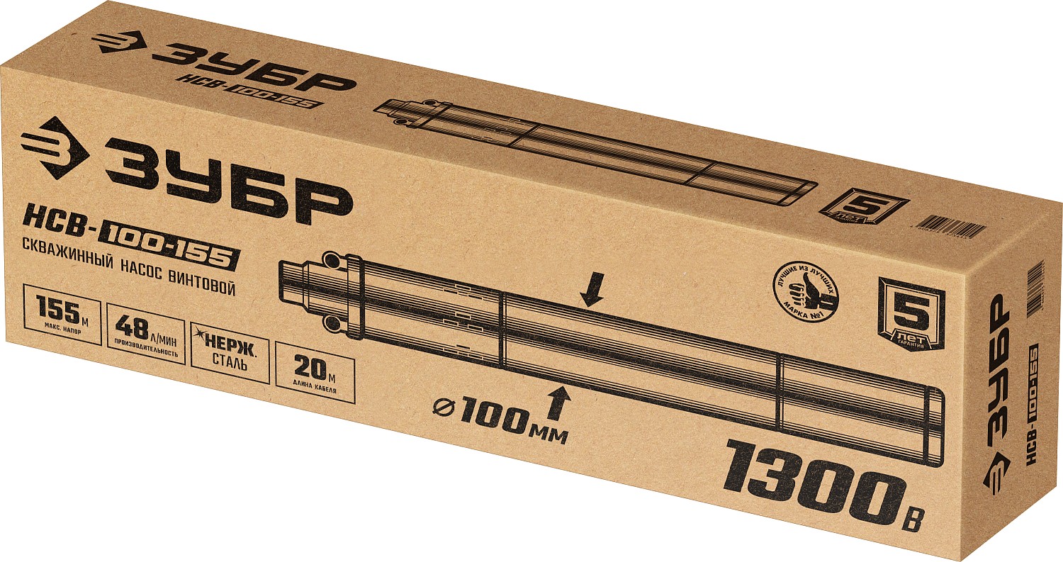 ЗУБР 155 м напор, скважинный насос винтовой НСВ-100-155 Мастер купить по цене 11&nbsp;180 ₽ в интернет магазине ТЕХСАД