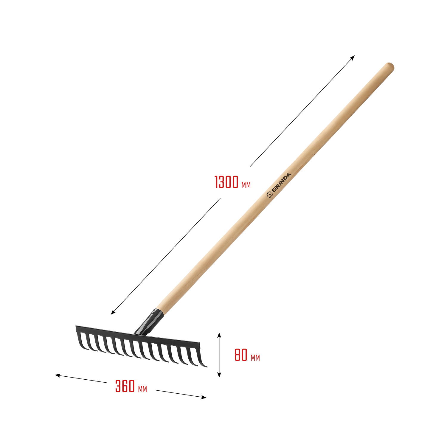 GRINDA 360х80х1300 мм, 14 зубцов, грабли прямые садовые 39583-14 купить по цене 690 ₽ в интернет магазине ТЕХСАД