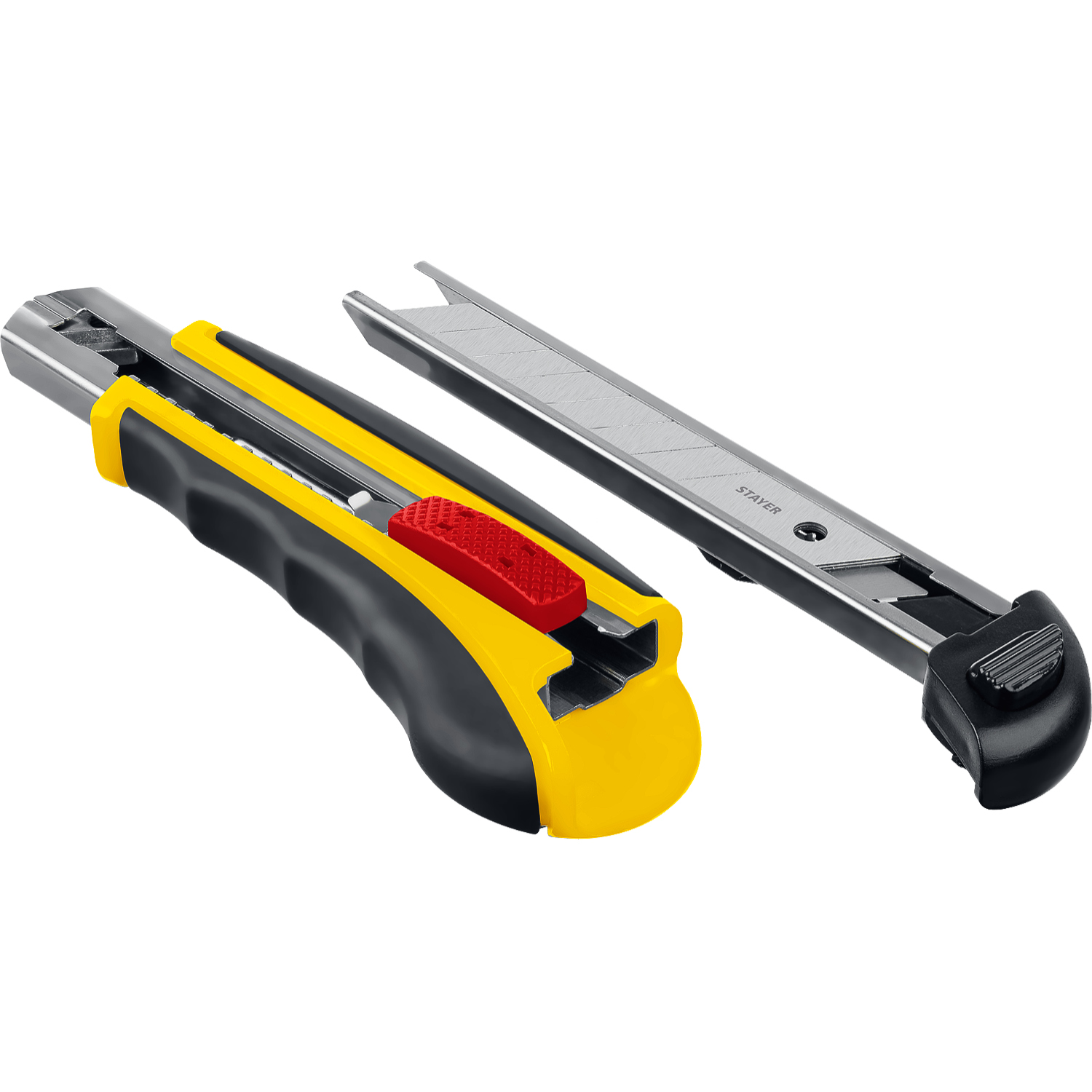 STAYER 18 мм, сегментированное лезвие, автостоп, автозамена, дополнительный фиксатор, нож HERCULES-18 09165_z01 купить по цене 440 ₽ в интернет магазине ТЕХСАД