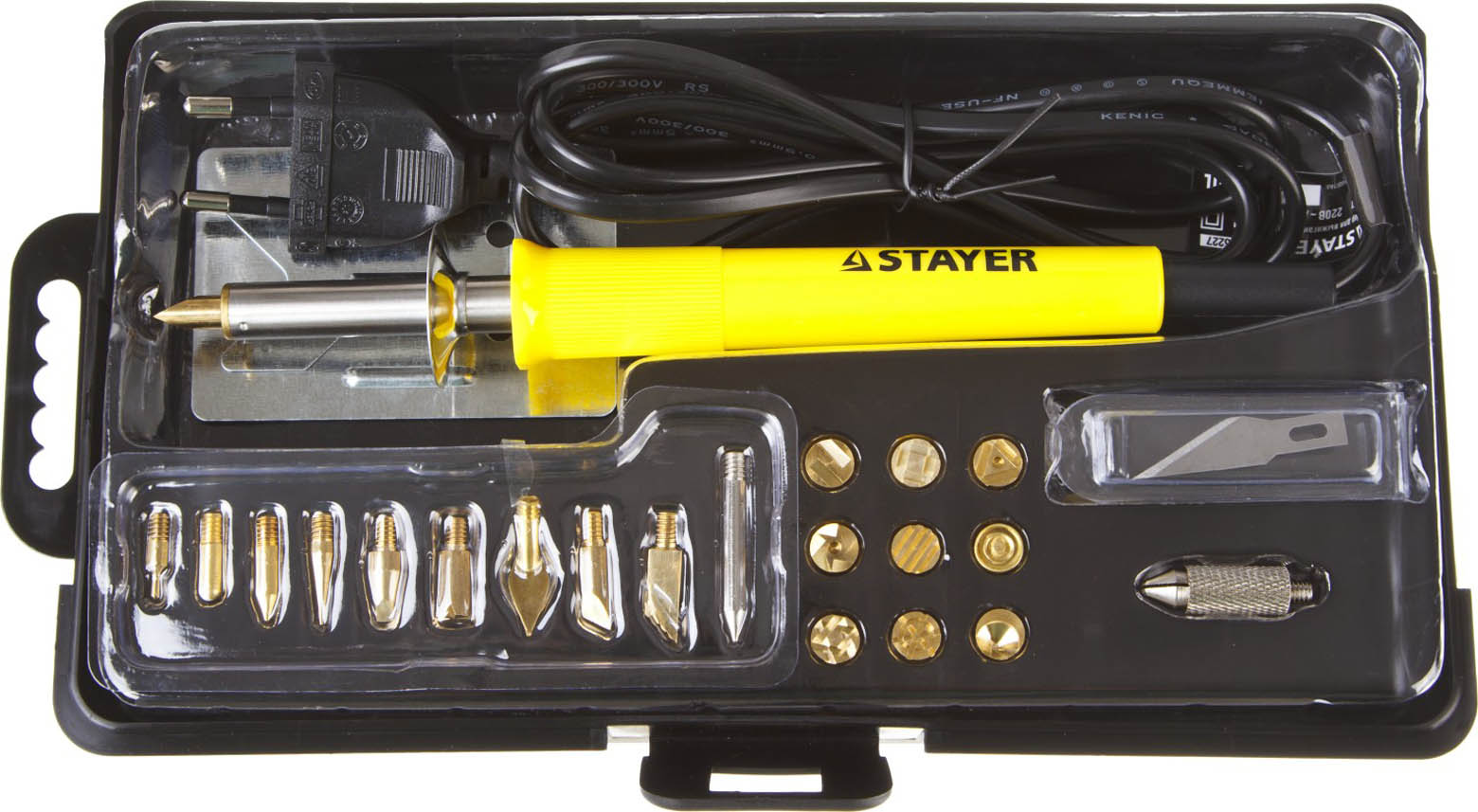 STAYER 30 Вт, 20 насадок, прибор для выжигания 3 в 1 45227 купить по цене 2&nbsp;710 ₽ в интернет магазине ТЕХСАД