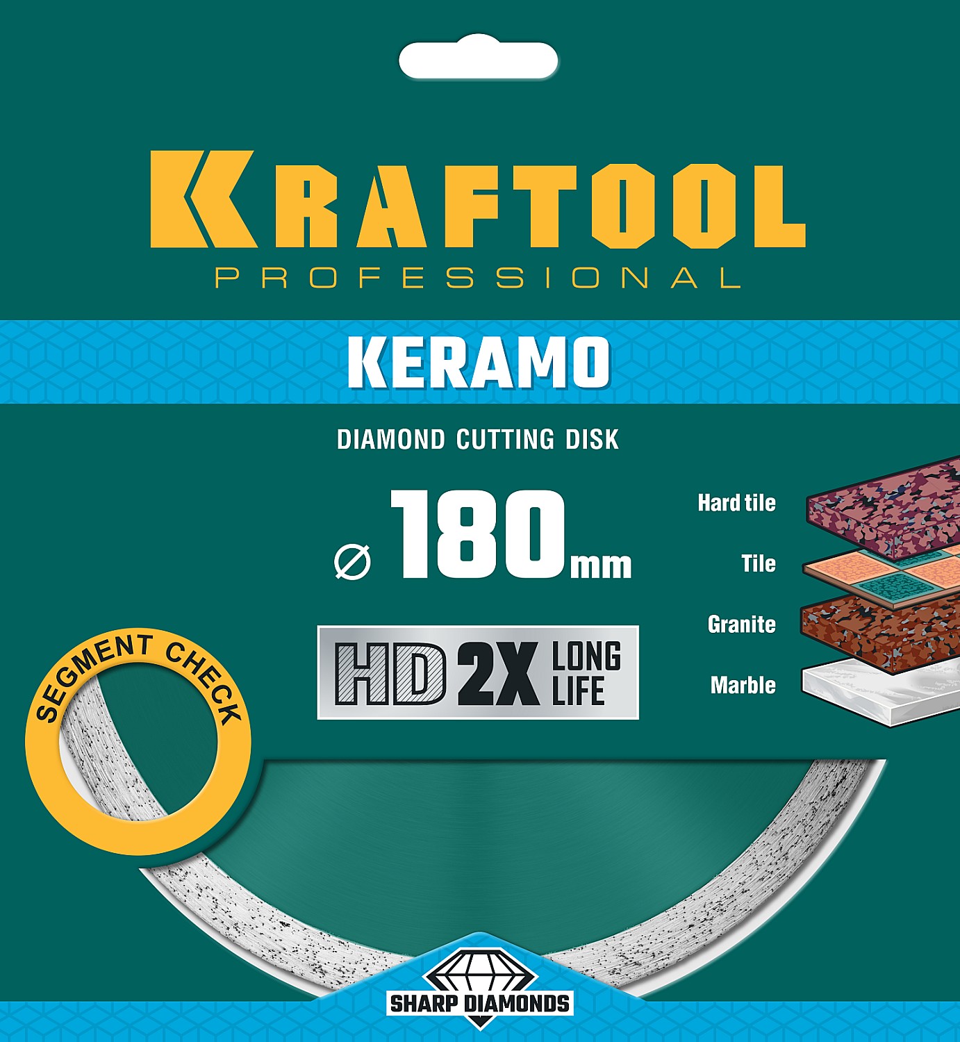 KRAFTOOL Ø 180Х22.2 мм, алмазный, сплошной, по керамограниту, керамической плитке диск отрезной KERAMO 36684-180 купить по цене 1&nbsp;540 ₽ в интернет магазине ТЕХСАД