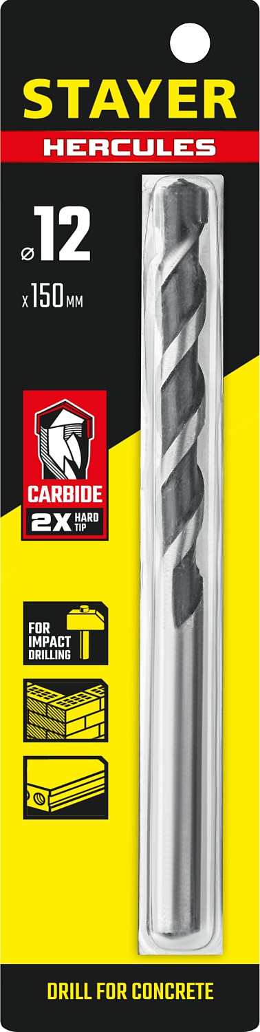 STAYER 12 x 150 мм, сверло по бетону HERCULES 2915-150-12_z01 PROFESSIONAL купить по цене 236 ₽ в интернет магазине ТЕХСАД