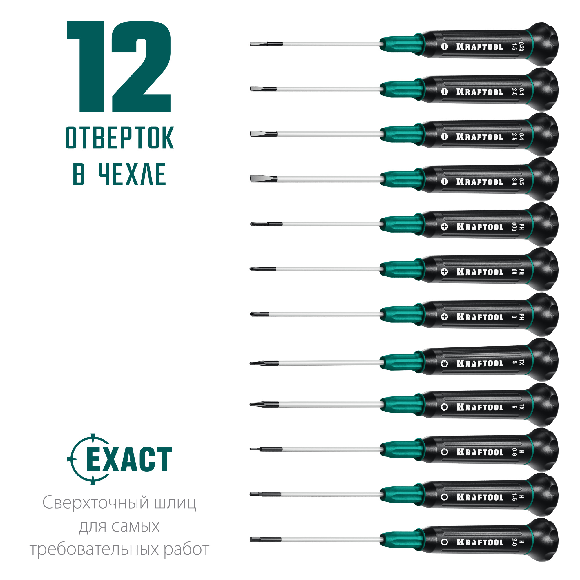 KRAFTOOL 12 шт, набор отверток для точных работ 25689 Pro купить по цене 3&nbsp;120 ₽ в интернет магазине ТЕХСАД