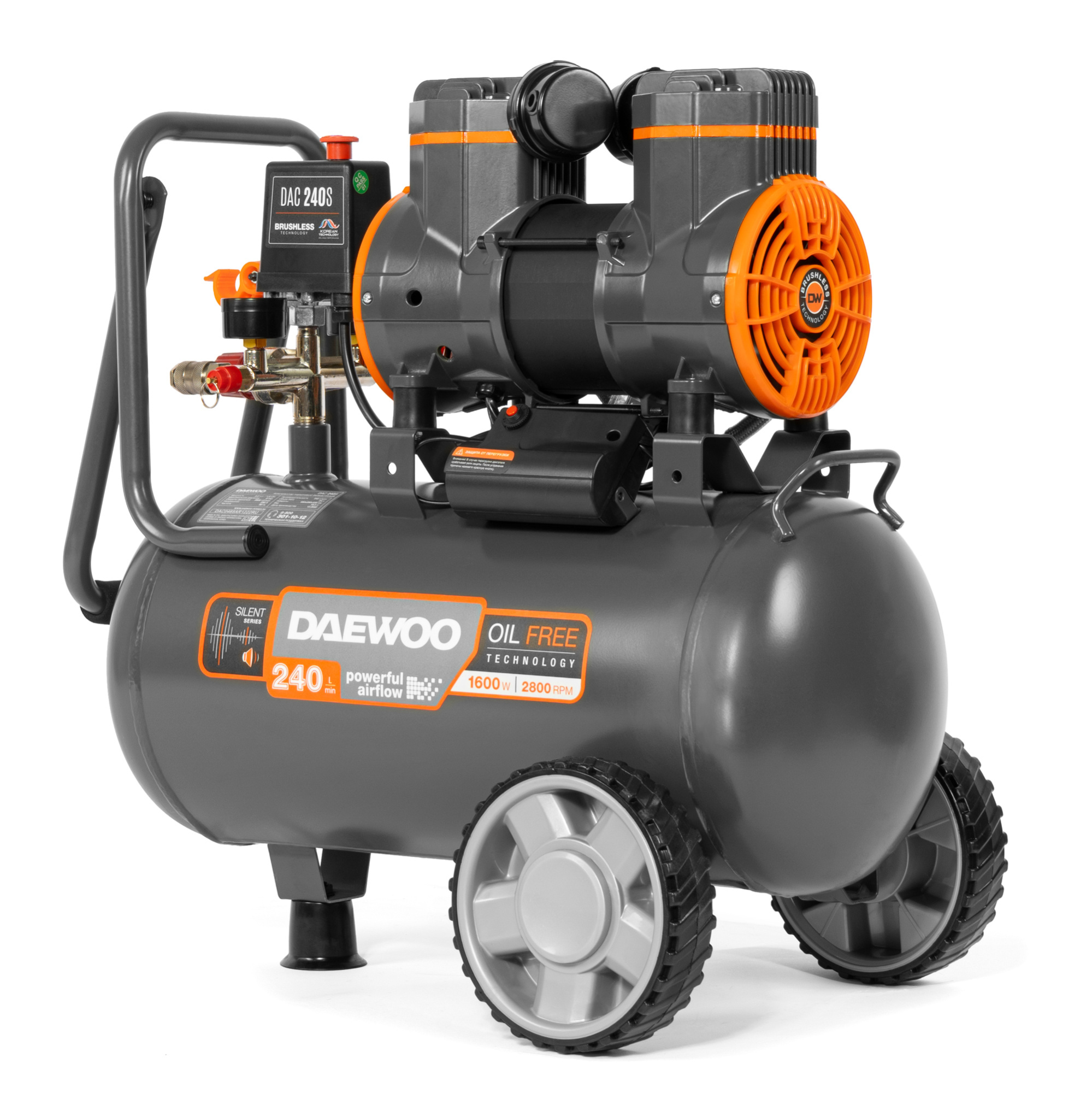 Компрессор безмасляный DAEWOO DAC 240S купить по цене 18&nbsp;990 ₽ в интернет магазине ТЕХСАД