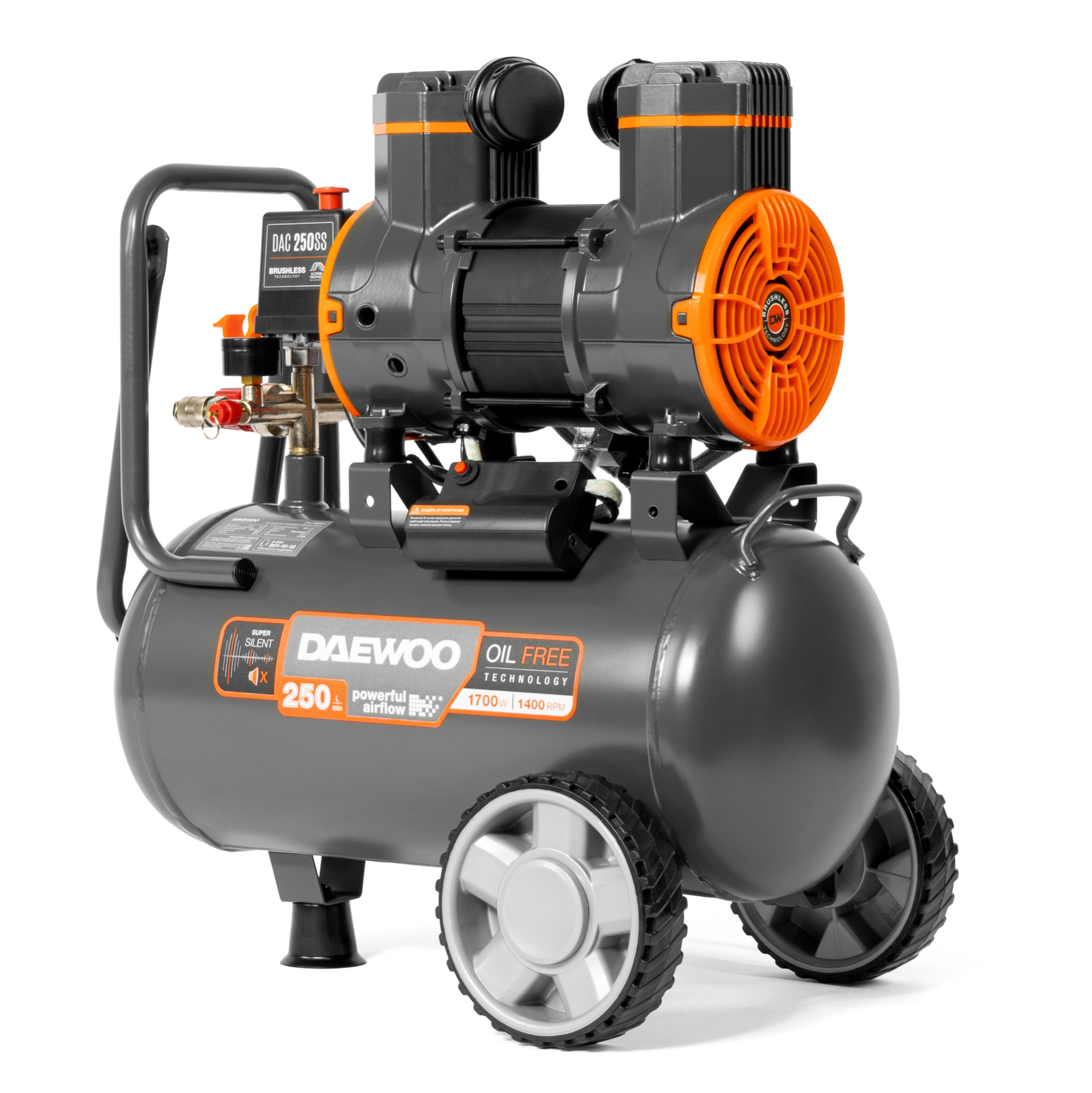 Компрессор безмасляный DAEWOO DAC 250SS купить по цене 25&nbsp;990 ₽ в интернет магазине ТЕХСАД