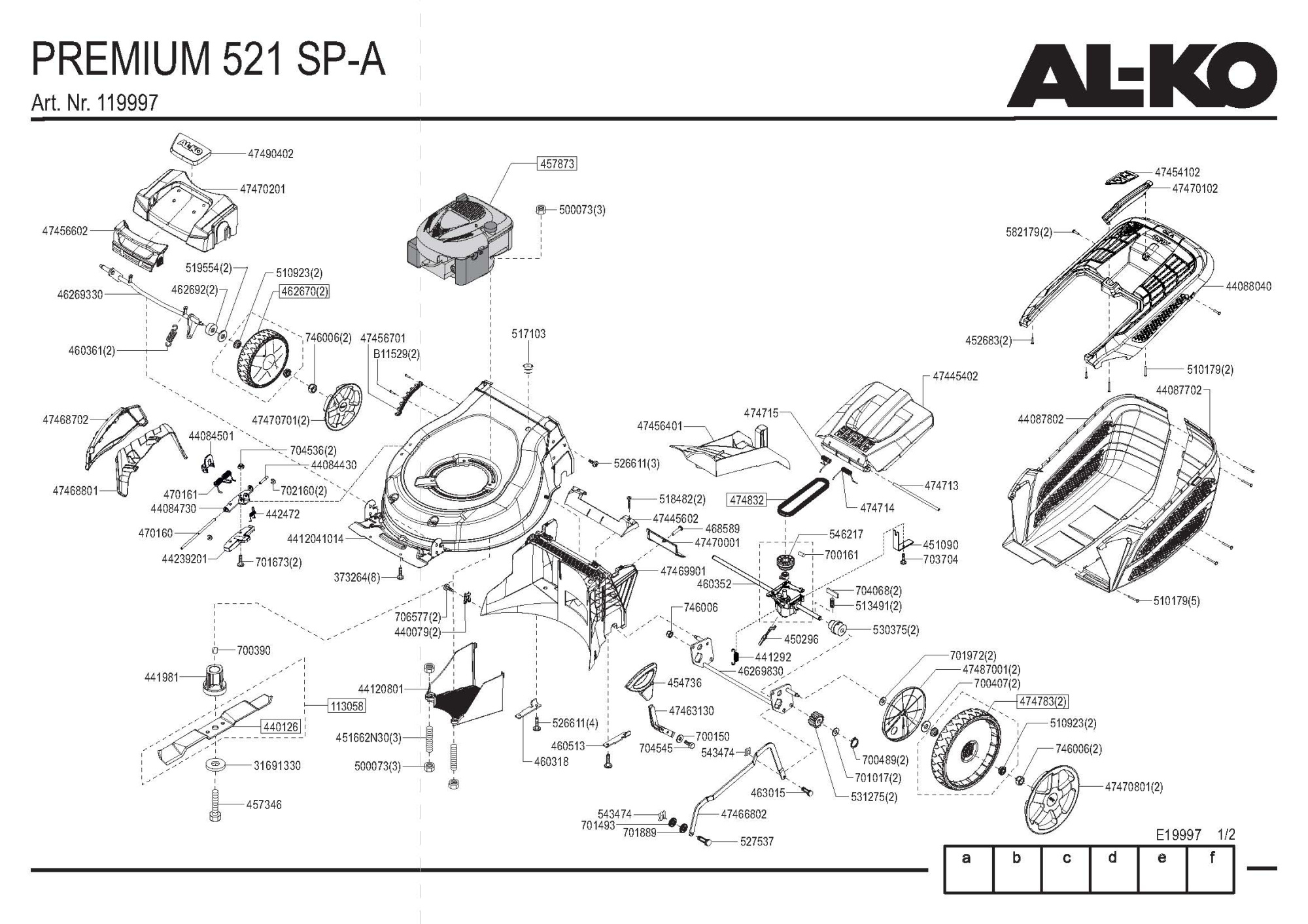 Газонокосилка бензиновая AL-KO Premium 521 SP-A купить по цене 59&nbsp;990 ₽ в интернет магазине ТЕХСАД